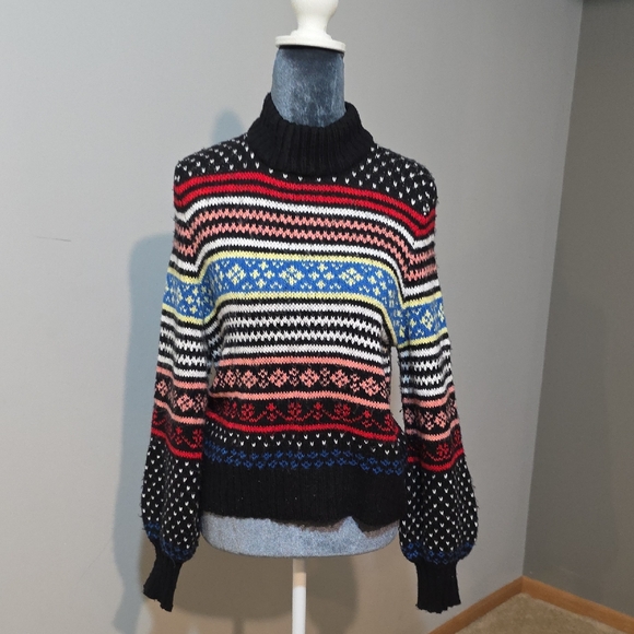 American Eagle Outfitters Sweaters - American Eagle Outfitters Black Multicolor‎ Turtleneck Sweater